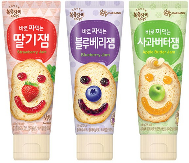 한정특가 복음자리 바로 짜먹는 잼 딸기+블루베리+사과버터잼 세트, 300g, 1개