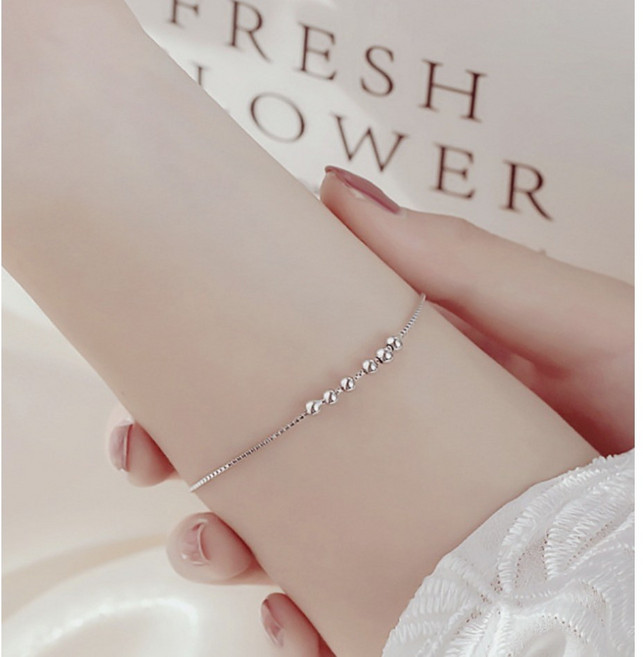 [925 Silver] 델리아 데일리 실버 구슬 팔찌 우아한 가을 겨울 포인트 주얼리