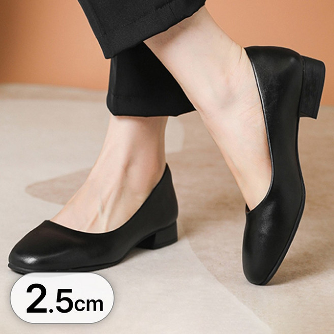 라뷰드 여성 베이직 말랑 플랫 슈즈 여자 소프트 단화 발편한 봄 가을 사계절 구두 쿠션 깔창 가죽 신발 미끄럼 방지 정사이즈 로퍼 2.5cm