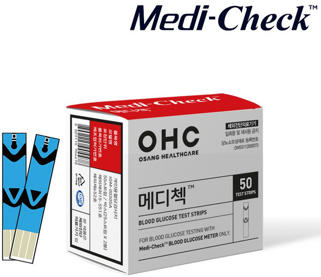 메디첵 혈당시험지 50매 당뇨관리용품>>혈당측정지, 50개입, 1개