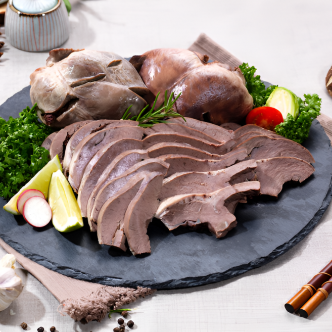 유비푸드 국내산 삶은 돼지염통 슬라이스 국밥고기, 1개, 1kg