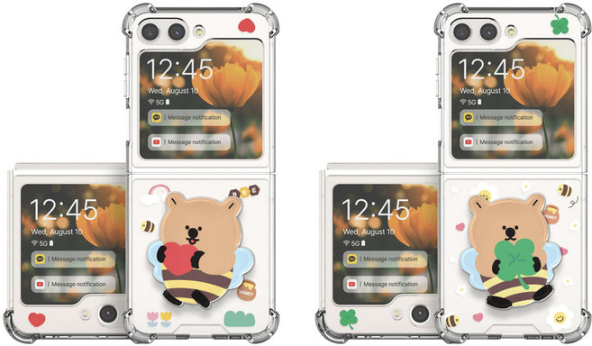 갤럭시Z플립5 꿀벌 쿼카 에폭시톡 투명 에어쿠션 범퍼케이스 무선충전 tr