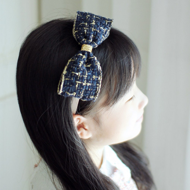 네이비 트위드 코지 헤어밴드