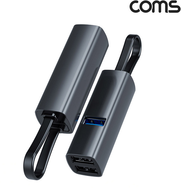 컴스 3포트 노트북 카드리더기 겸용 C타입 멀티 USB 허브 JA144, 블랙, 1개