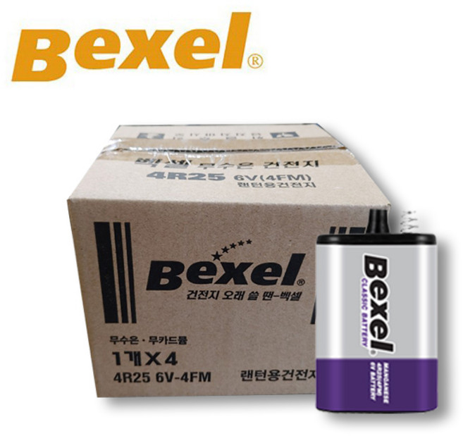 벡셀 BEXEL 망간랜턴건전지 6V 4FM (4R25) 4개입 건전지, 1개