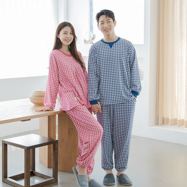 투위 가을겨울 젤리 양면피치기모 커플 잠옷 신혼부부 수면파자마SET