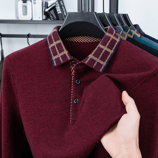 羊毛衫男100純羊毛450g翻領加厚套頭保暖高品質柔軟內搭親膚毛衣