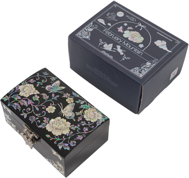 외국인 선물 국산 자개 보석함 선물박스포장 나전칠기함, 목단나비, 1개