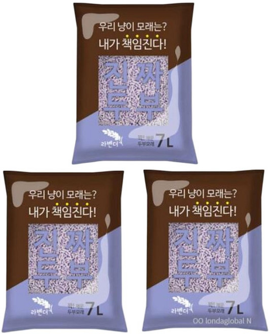 진짜두부 고양이 배변 용품 두부 모래 라벤더 7L X3, 3개