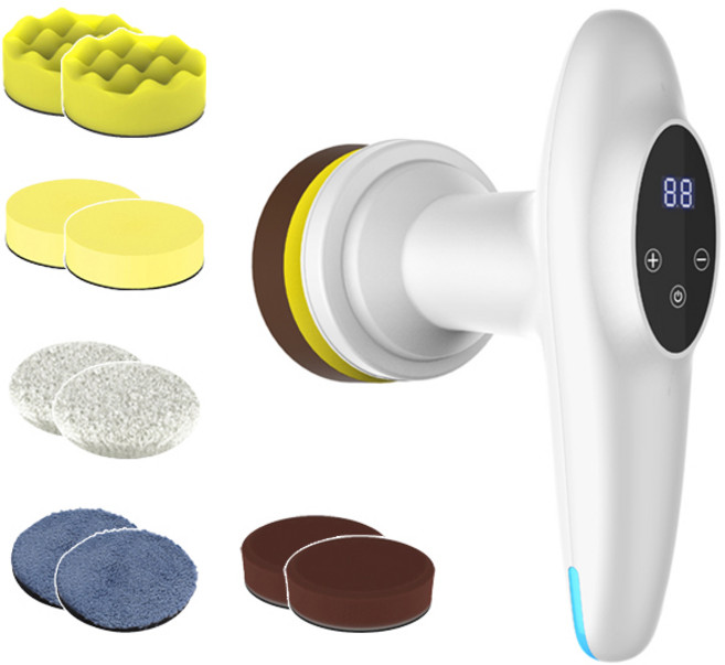 무선 자동차 광택기 듀얼 폴리싱 차량 폴리셔 셀프 왁싱 미니 전동 가정용 소형 휴대용, 화이트+광택패드 2세트