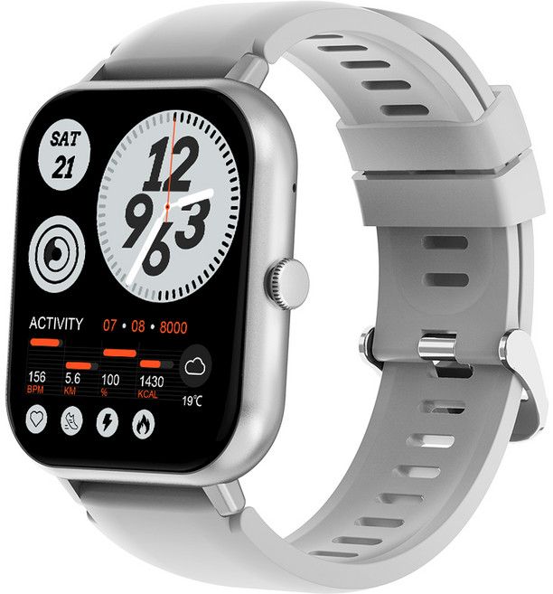 PEJE 운동 걸음 수 건강 관리 블루투스 통화 스마트워치 한국판, 은색, 4.6cm, GPS + 블루투스