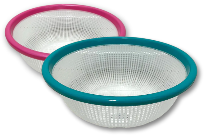 나코 투명 플라스틱 원형소쿠리 채반 대형 채망 광주리 과일 세척바구니, 레드, 1개