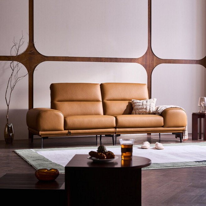 [다우닝] [3만상품권 100%증정] 루미아 3인 전체 통가죽 소파, 색상:스톤그레이