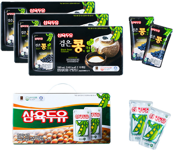 삼육두유 검은콩과 칼슘 60팩 오리지널 20팩 파우치 두유 190ml 총 80팩, 80개