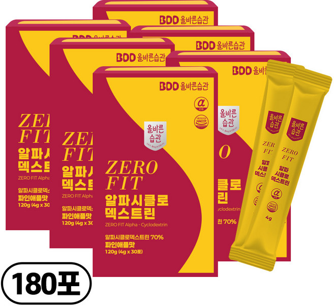 올바른습관 한입에 톡 알파CD 알파씨디 제로핏 알파시클로덱스트린 HACCP인증 30포 (1개월분), 120g, 6박스