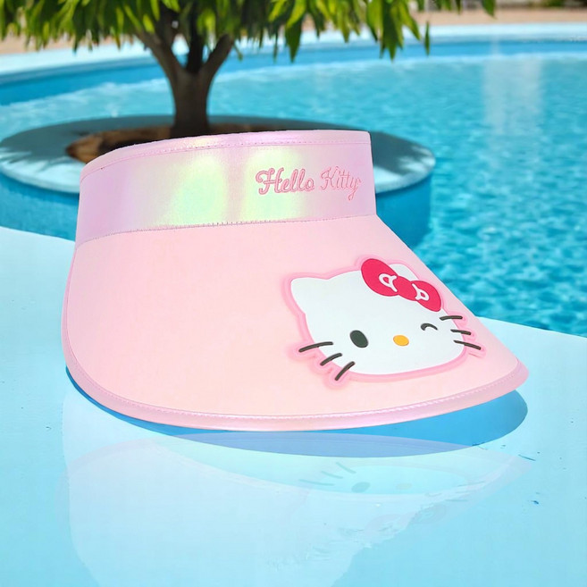 헬로키티 키즈 썬캡 아동 봄 어린이 모자 소풍 썬바이저 나들이 봄 여름 여아 넓은 챙 핑크