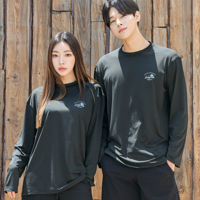 헤링본 커플 래쉬가드 상의 남여공용 수영복 긴팔 스윔웨어 루즈핏 비치웨어 RF342