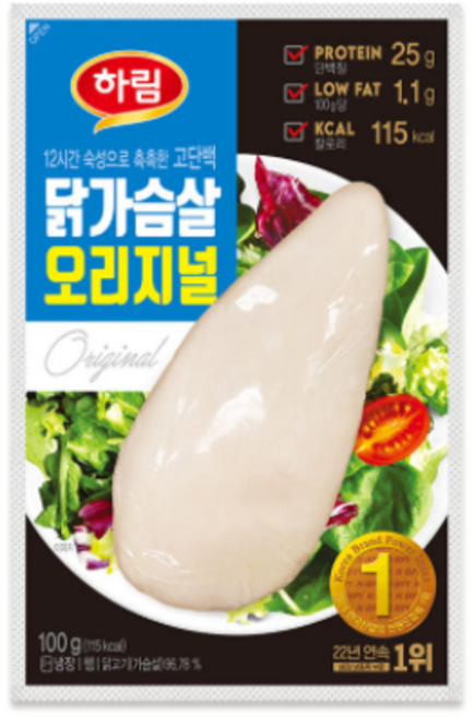 [하림] [냉장] 닭가슴살 오리지널, 100g, 20개