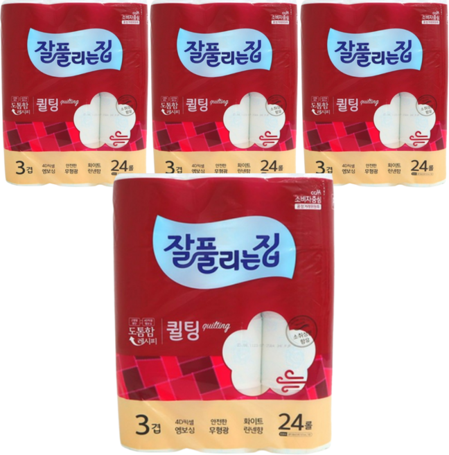 잘풀리는집 퀼팅 3겹 광폭, 30m, 24롤, 4개
