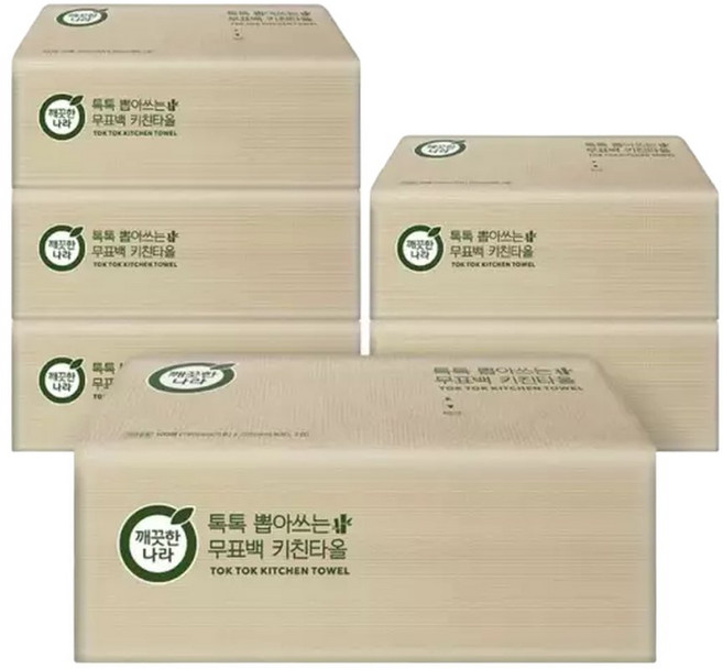 톡톡 뽑아쓰는 무표백 키친타올 100매 6입g, 6박스