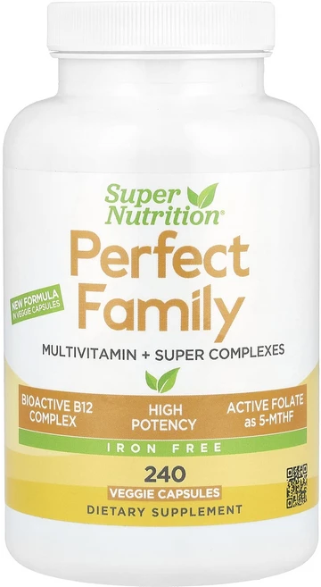 건강챙기세요 Super Nutrition 퍼펙트 가족 종합비타민 + 비타민A 메틸 B12 엽산 비타민C 비오틴 함유 철분 무함유 베지 캡슐 240정 백살까지오래오래, SuperNutrition퍼펙트패밀리종합비타민비타민A메, 1개 - 쿠팡