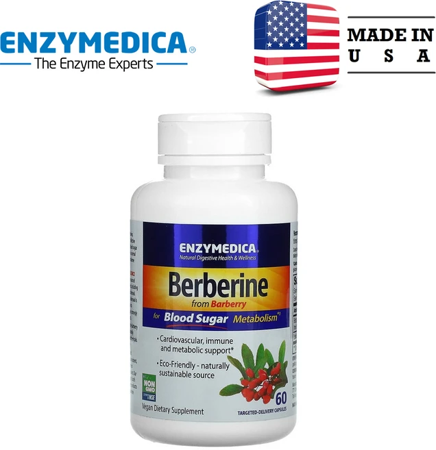 Enzymedica 혈당 대사를 위한 베르베린 표적 전달 캡슐 60정, 1개 - 쿠팡