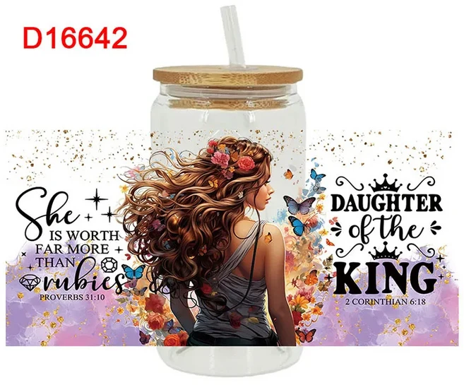 유리컵전사지 미니 UV DTF 리브비 컵 랩 다리미 유리 스티커 전송 16oz D12488, [01] 16 oz 23CMX 11CM, [01] 유리컵전사지 D12488, 1개