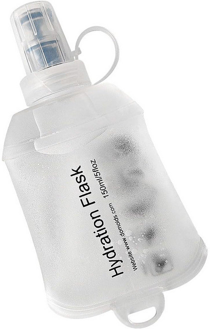 TPU 折疊軟水瓶 馬拉松騎行登山跑步便攜水壺, 透明白, 1個, 150ml