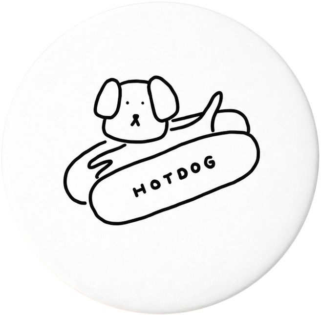 oood 미니손거울 원형 휴대용 거울, 화이트, 2개, HOTDOG