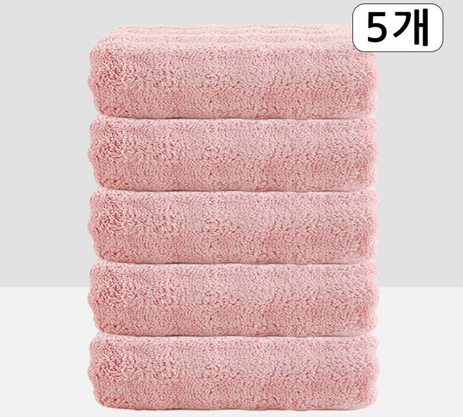 Craftsy 극세사 호텔 수건 40수 고흡수력 먼지없는 속건 타올 세면타월, 5개, 분홍색