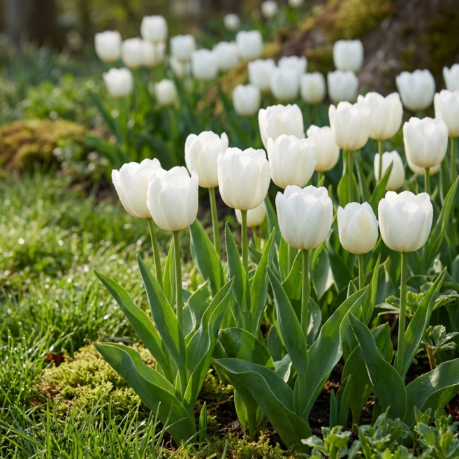 유럽 튤립 구근 쉬운 재배 토경/수경재배 네덜란드 원종 저온처리 구근 화이트, 2개
