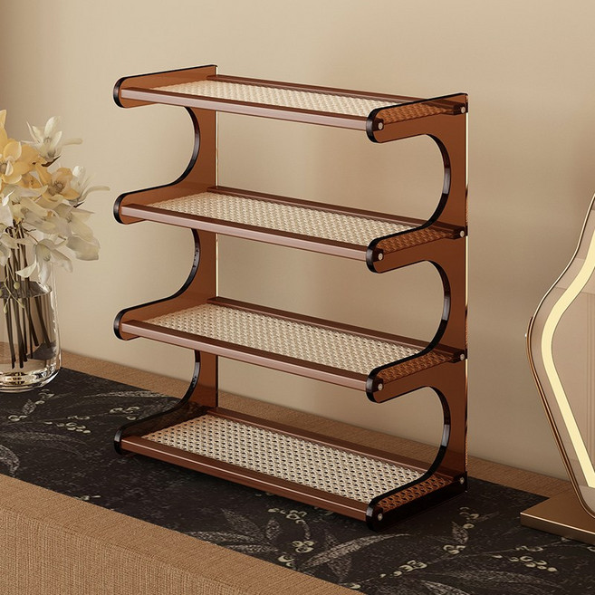 CUBBYCASE 데스크탑 수납 선반 배수 컵걸이 럭셔리 다층 정리대 사무실 책상 주방 식탁 수납 미니 정리 선반, 4단, 티색