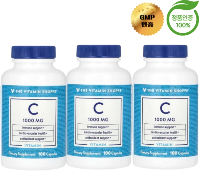 더 비타민 샵 3개X 비타민C 1000mg 캡슐 100정, 알약/캡슐, 3개 - 쿠팡