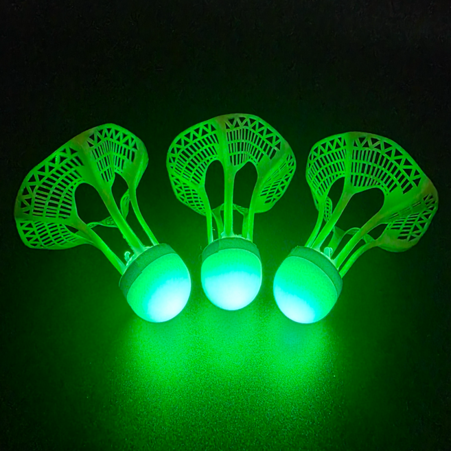 올리OLI 배드민턴 바람 저항에 강한 LED 발광 야광 셔틀콕, 1세트, 3개입, 옐로우