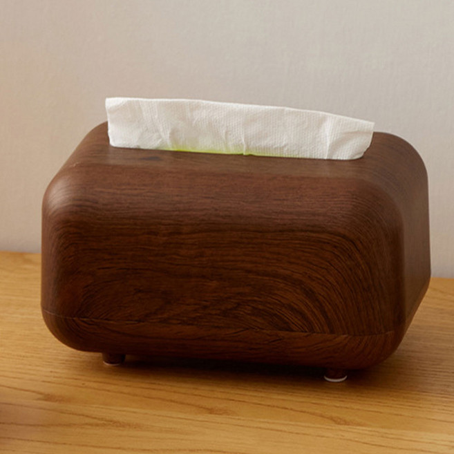 푸셔 원목 디자인 스프링 티슈 케이스 화장지, 1개, 월넛