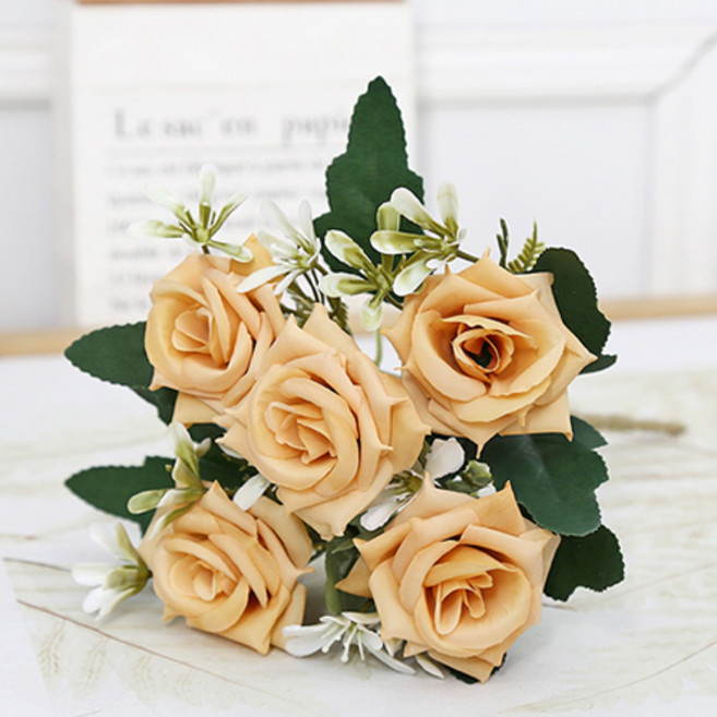 세라 데일리 조화 4종 꽃다발 인테리어 장식 소품, 장미 베이지