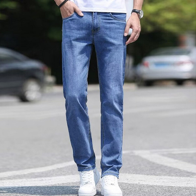 스타일아유 청바지 남성 얇은 스트레이트 베이직 빅사이즈 캐주얼 데님 긴바지 DN0556