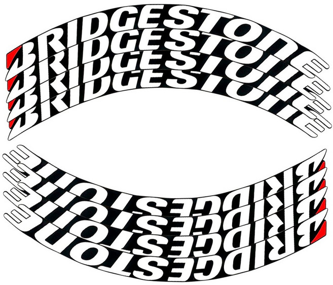 BRIDGESTONE 輪胎貼 軟膠字母貼 3D 立體裝飾貼紙 輪轂改裝, 1個, 連體輪胎貼(8條裝)不帶安裝包