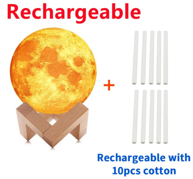 최신 전자식 가습기신제품 3D 달 모양 램프 초음파 가습기 아로마 에센셜 오일 880ML 라이트 디퓨저 야간, 06 Rechargeable_01 USB