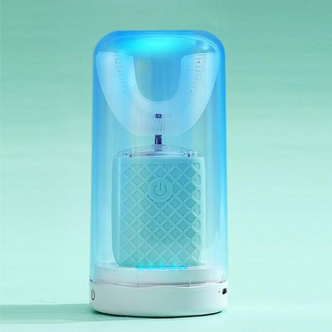 360 자동 전동 칫솔 U 자형 성인용 충전식 실리콘 푸른 빛 미백, 05 2-6with disinfection, 1개