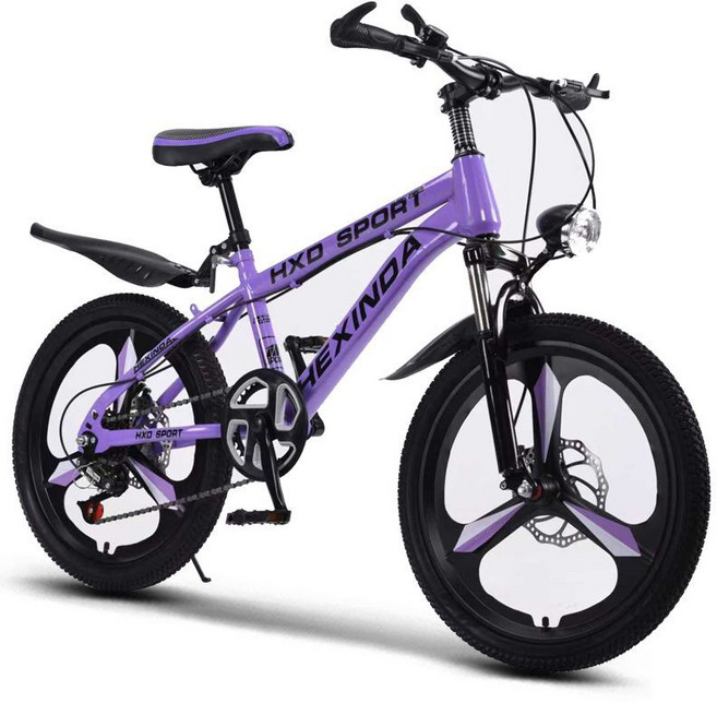 HXD 兒童自行車 變速山地自行車, 1個, 碟剎紫色變速一體輪22寸適合身高135-155厘米