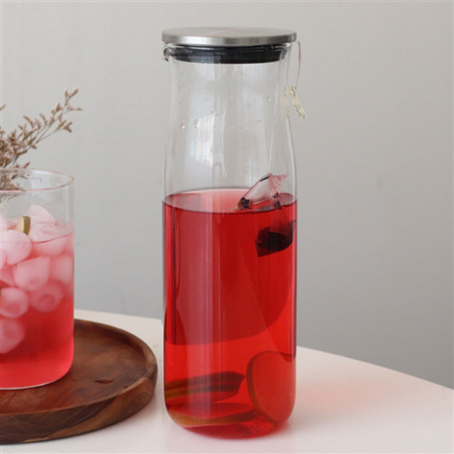 DL 내열 물병 유리 카페 냉장고 레몬 워터 보틀, DL내열물병1000ml (387552), 1개
