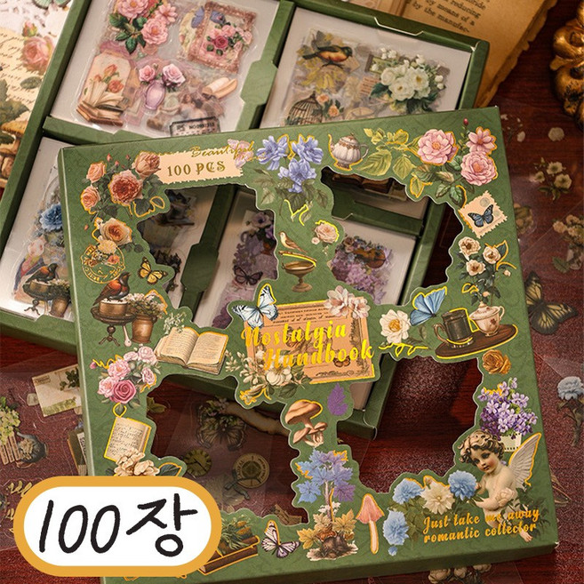 100장 대용량 빈티지 스티커, 에버오아시스