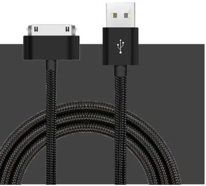 SUPTEC 2M 3M USB 케이블iPhone 4 4S 2.4A 나일론 편조 30핀 고속 충전 데이터 충전기 케이블iPad 1 2 3 iPod Nano Cord용, Black, 0.25m, 1개