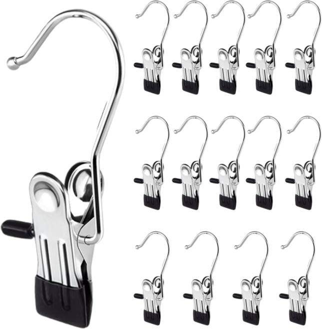 Mirsh 논슬립 코팅 바지걸이 집게, 15개, 블랙