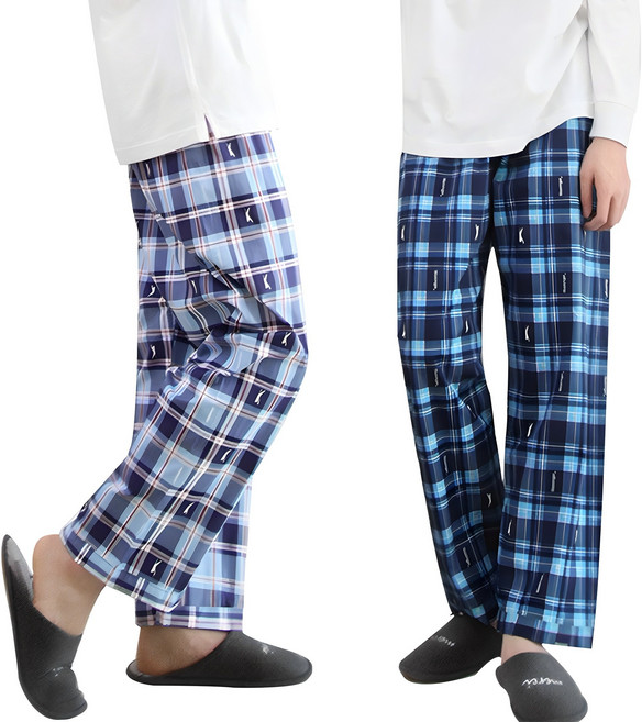 슬레진저 남성 국산 면100% 파자마 코튼 체크 잠옷바지 2종 SET