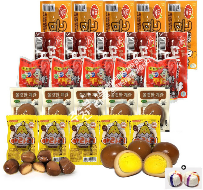 아라리계란 5개+쫄깃한 5개+바베큐 5개+맵추리 5개+금메추리 5개 (총25개), 1세트, 25구