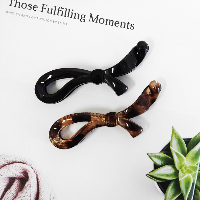 [2개세트] 다프네 리본 반묶음 반머리 포니테일 헤어 바나나핀 세로핀