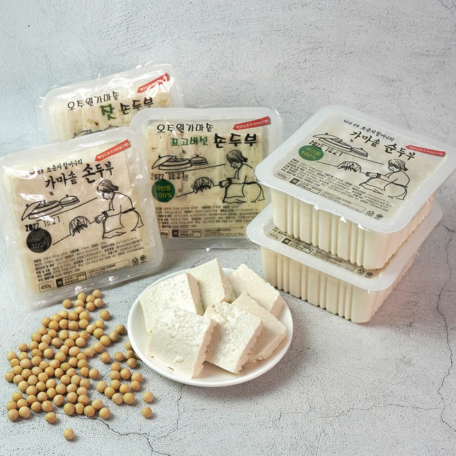 [더조은푸드] 전통방식 가마솥 손두부 2팩구성 (두부맛 선택), 가마솥 표고버섯 두부 420g(2팩)