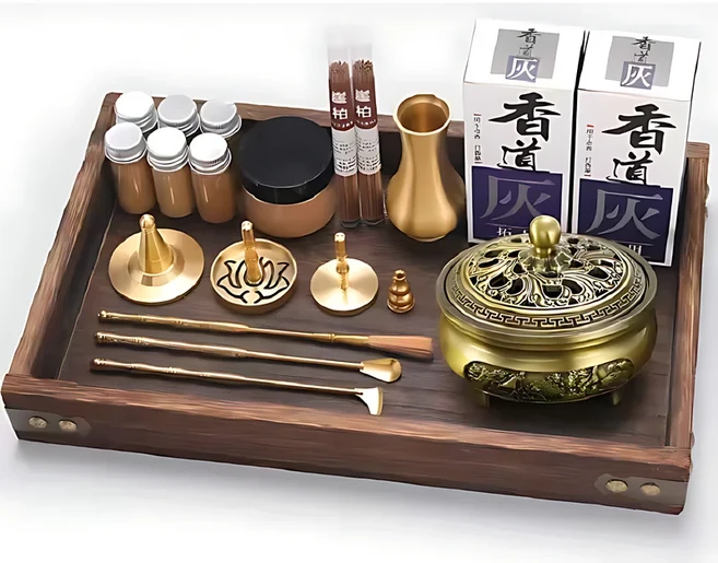 DIY 아로마 테라피 세트 황동 향 버너 만들기 키트 향 금형 스탠드 요가 명상 연구 홈 아로마 테라피 장식, 15 AB-2